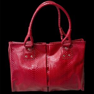Large Red Reptile embossed Work Bag